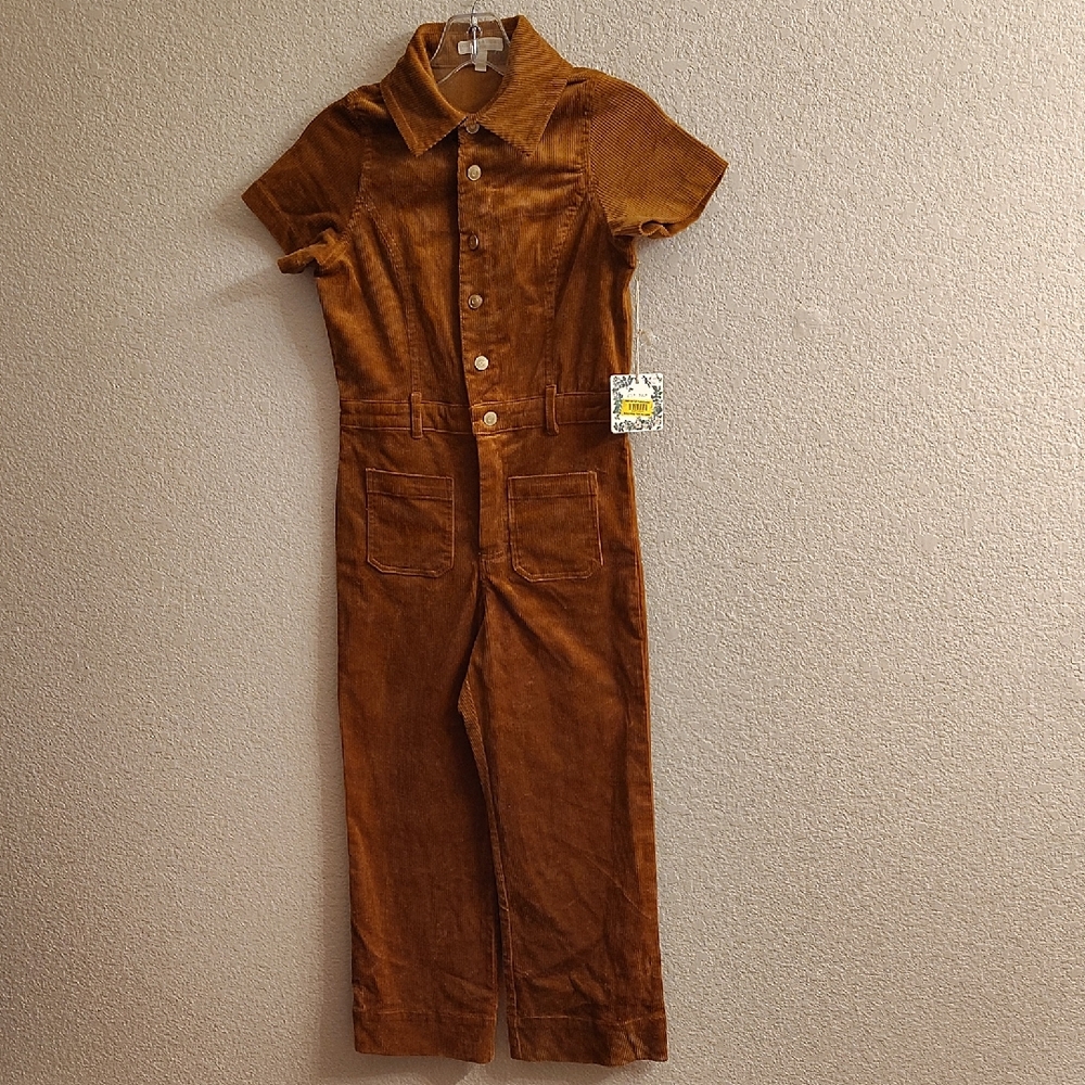 Chelsea & Violet Tan Kids Courdroy Jumper One Piece B44